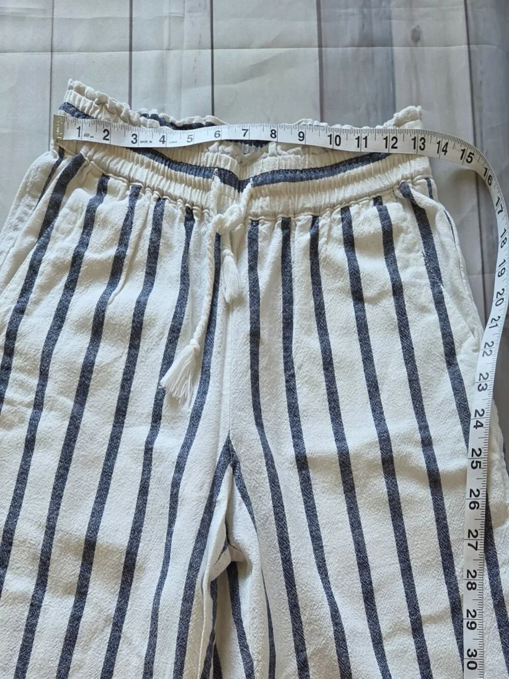 J. Crew Relaxed Casual Pants, Women’s XS, White/Blue Vertical striped, wide leg